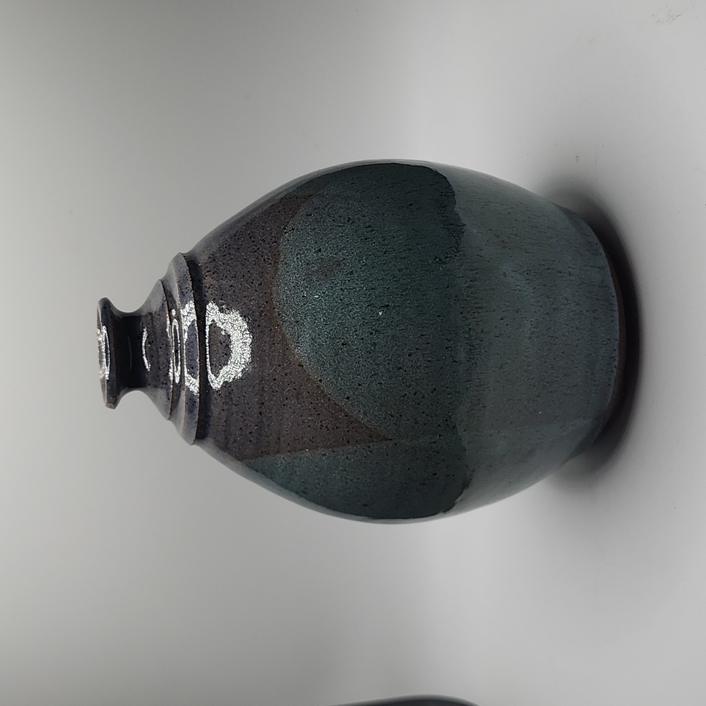 Glazed Pottery Vase Blue Teal